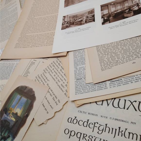 Very Vintage Book Pages, Old Book Page Bundle, Assorted Book Pages - Picture 6 of 10